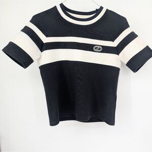 Gucci Set Navy Blue And White Striped Shirt And Shorts